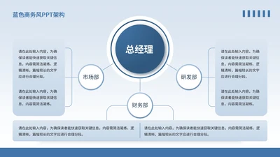 蓝色商务风3项架构图PPT单页
