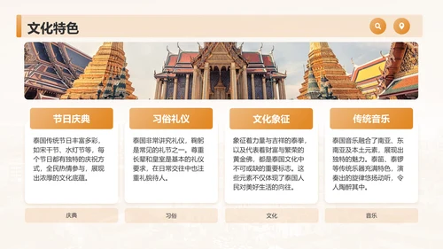 橙色摄影风泰国旅游画册——风景与文化记录PPT模板