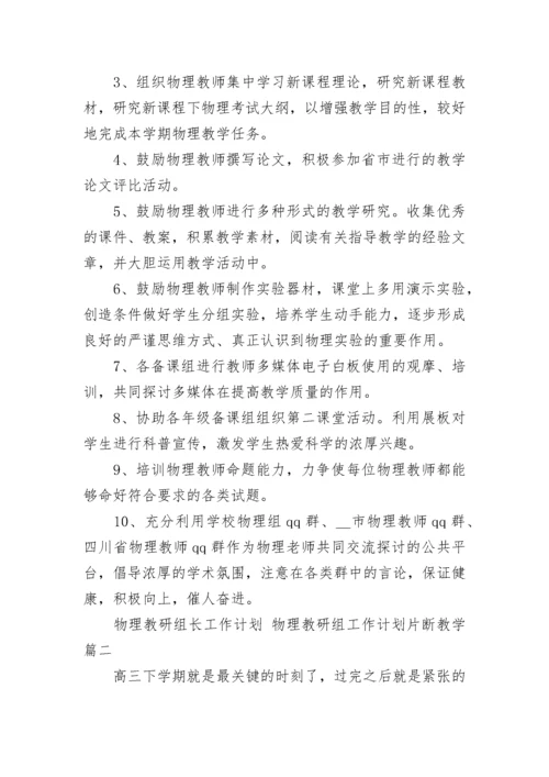 物理教研组长工作计划 物理教研组工作计划片断教学(七篇).docx