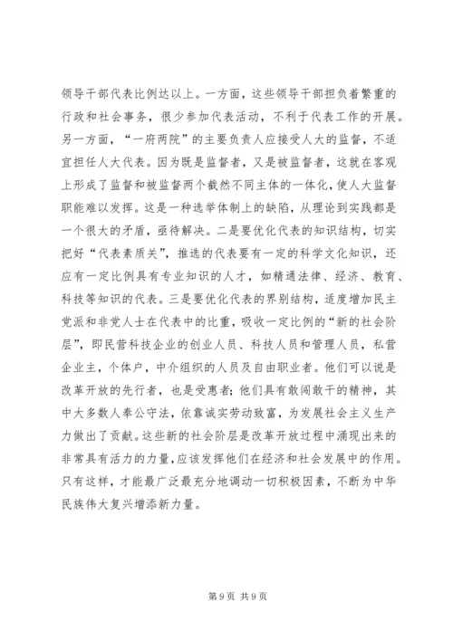 关于代表素质问题的几点思考 (3).docx