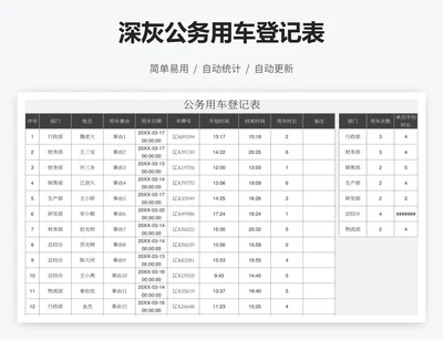 深灰公务用车登记表