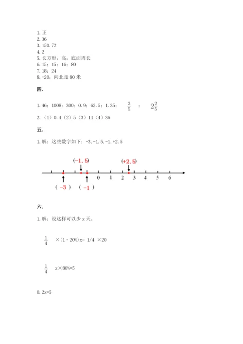 小学六年级升初中模拟试卷（基础题）.docx