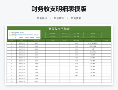财务收支明细表模版