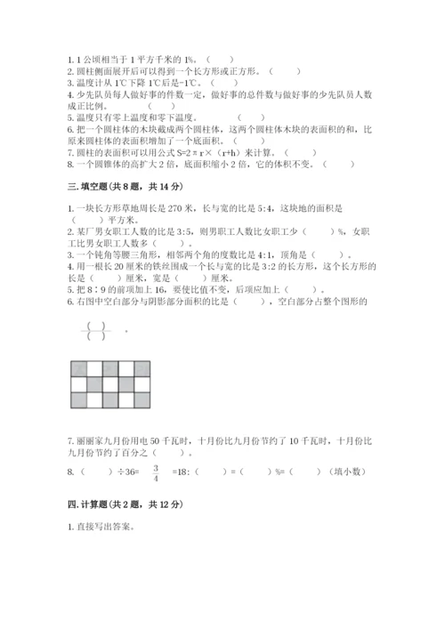 人教版六年级下册数学期末测试卷及参考答案（综合卷）.docx