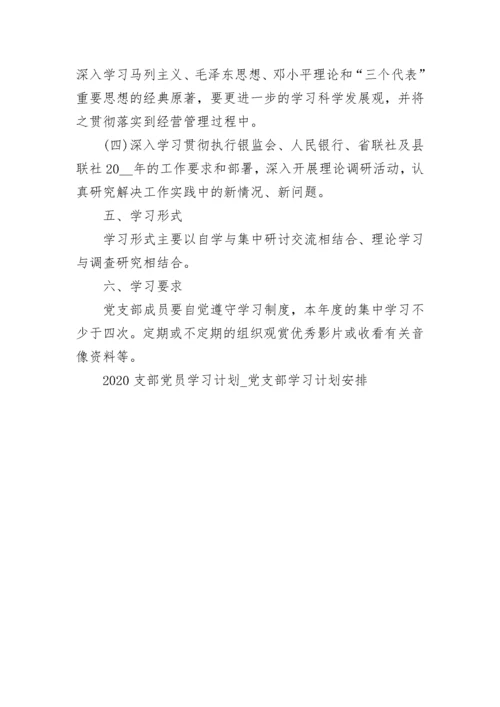 2020支部党员学习计划_党支部学习计划安排.docx