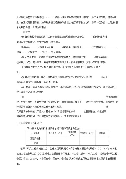 古滑坡体治理工程监理工作报告