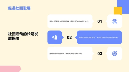 蓝色插画大学社团的活动发展PPT模板
