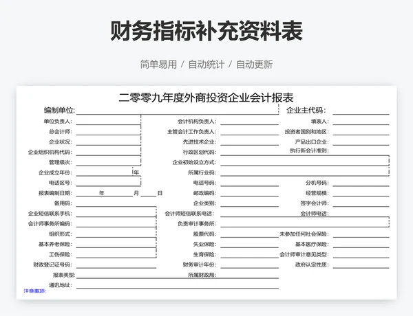 财务指标补充资料表
