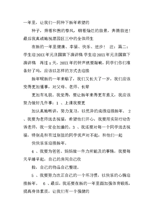 高中生元旦国旗下的演讲稿
