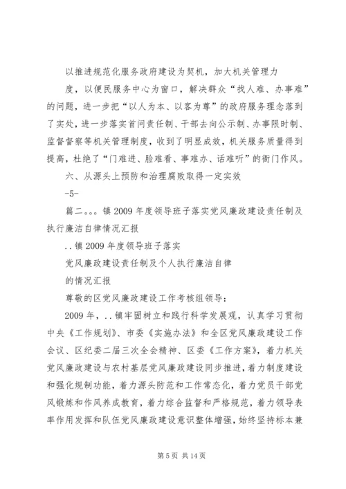 乡镇领导班子执行党风廉政建设责任制的自查总结.docx