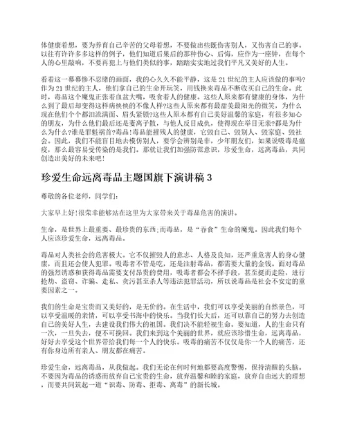 珍爱生命远离毒品主题国旗下演讲稿范文5篇