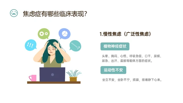 蓝色简约什么是焦虑症焦虑科普ppt