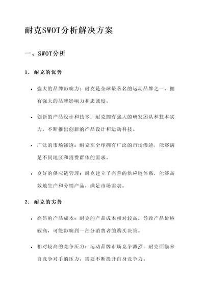 耐克swot解决方案