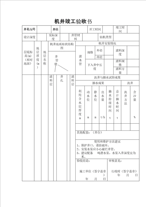 机井竣工验收