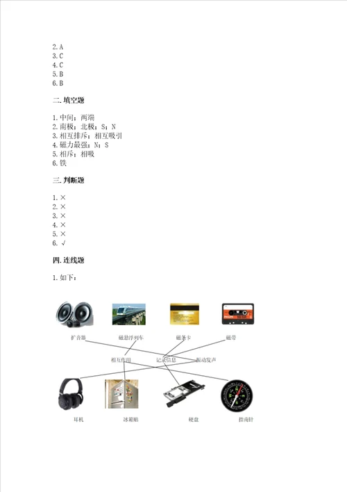 教科版科学二年级下册第一单元磁铁测试卷含答案综合题