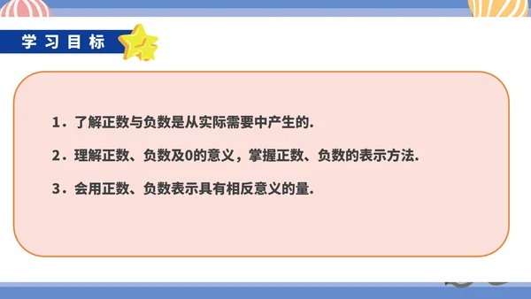蓝色卡通风初一数学上册正数和负数课件PPT模板