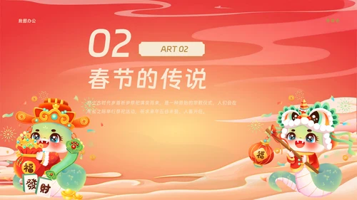红色中国风春节节日介绍模板PPT
