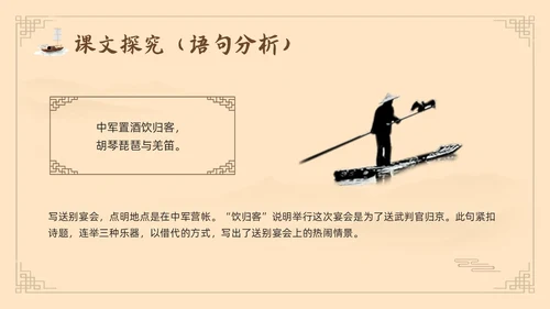 棕色古风鲁教版八年级下册语文白雪歌送武判官归京PPT模板宣语文九年级下册