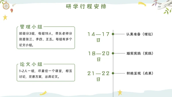 绿色小清新研学旅行报告PPT模板