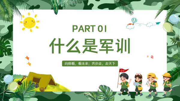 新生军训夏令营迷彩背景通用PPT模板