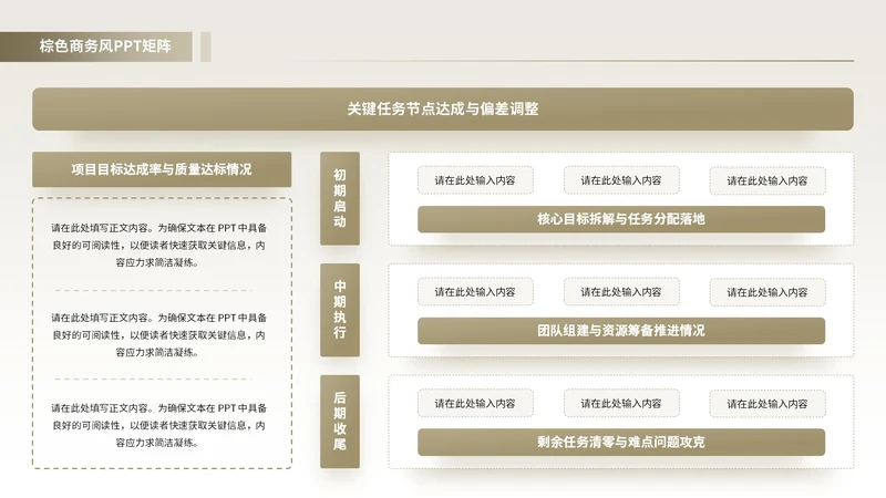 棕色商务风多项矩阵PPT单页
