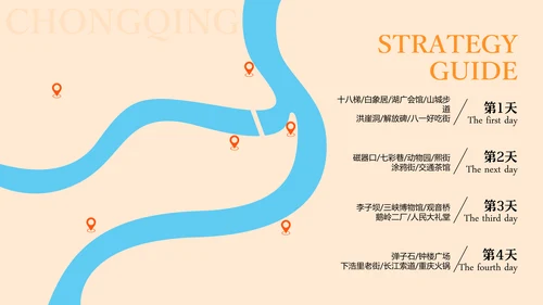 橙黑色插画风重庆旅游攻略