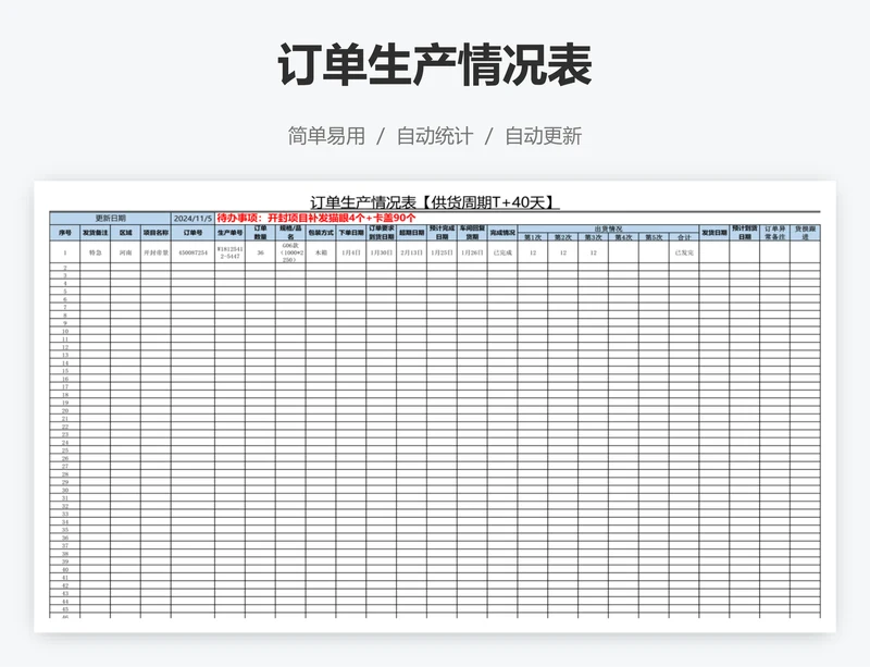 订单生产情况表