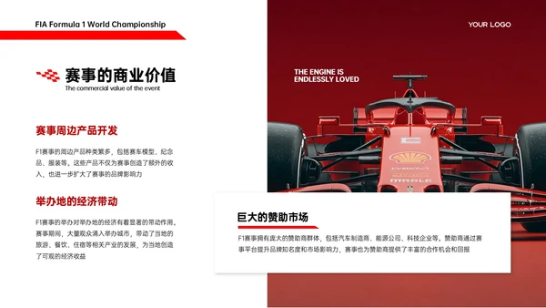 红白色商务简约竞技体育F1赛事推广策略PPT模板