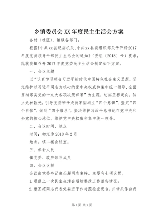 乡镇委员会某年度民主生活会方案.docx