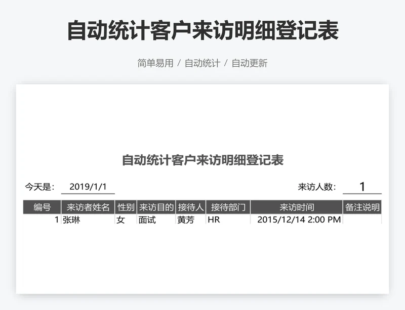 自动统计客户来访明细登记表