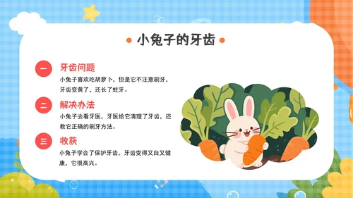 浅蓝色卡通插画风爱牙日PPT模板