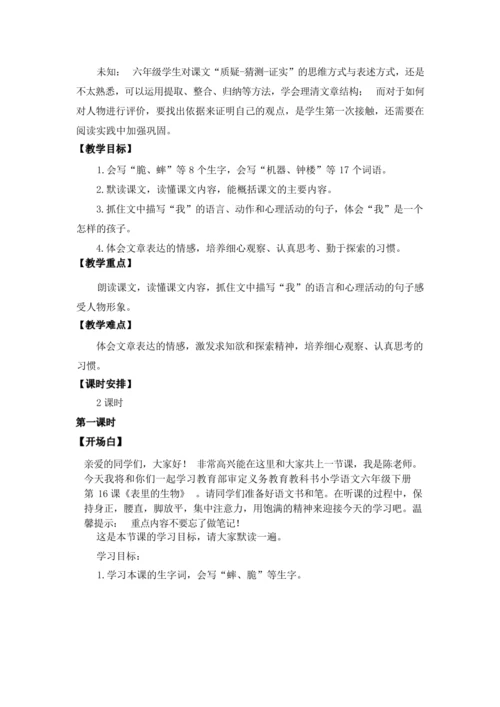 《16.表里的生物》（第一课时）（优课）教案