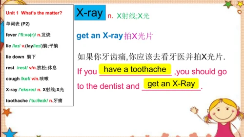 人教版八下Unit 1 What's the matter? SectionA词汇精讲课件