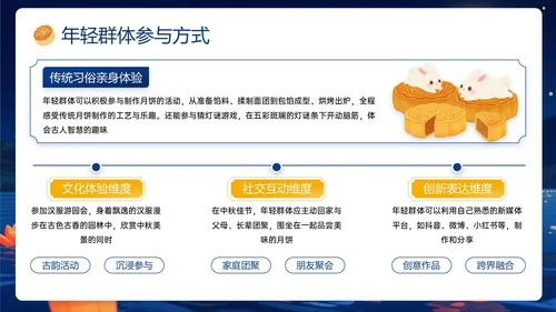 深蓝橙色中国风关于中秋节传统节日介绍PPT模板