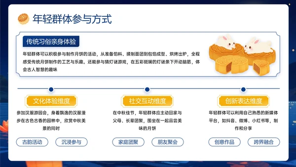 深蓝橙色中国风关于中秋节传统节日介绍PPT模板
