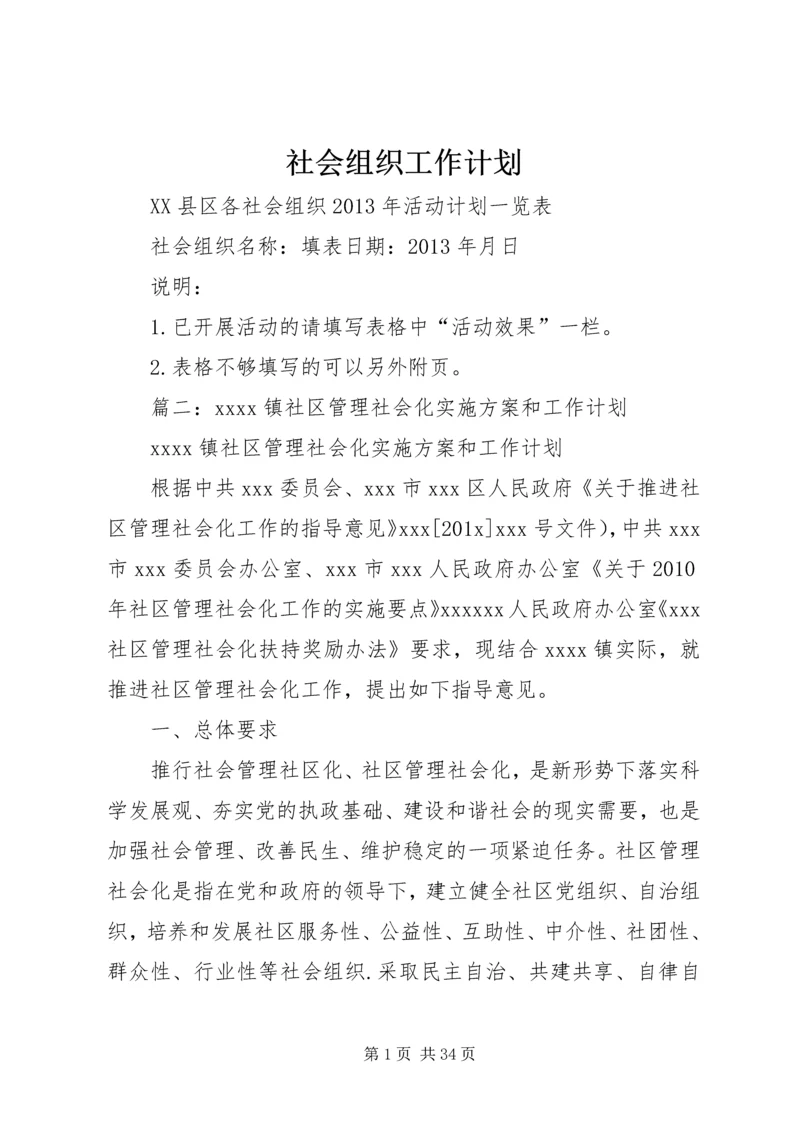 社会组织工作计划.docx