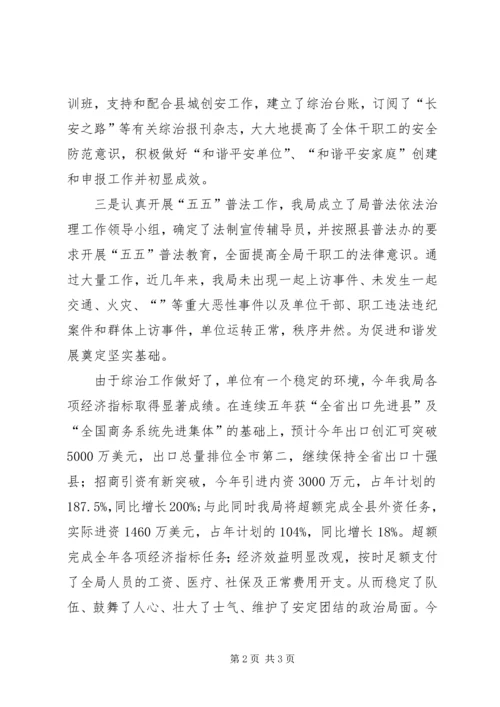 外贸局责任人工作汇报精编.docx