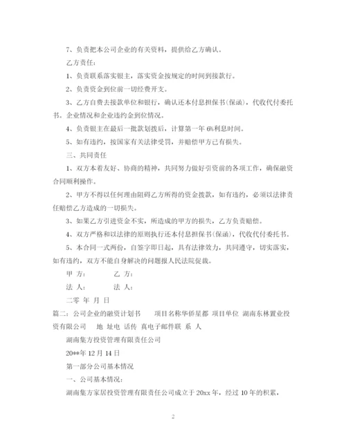 精编之公司企业的融资计划书.docx