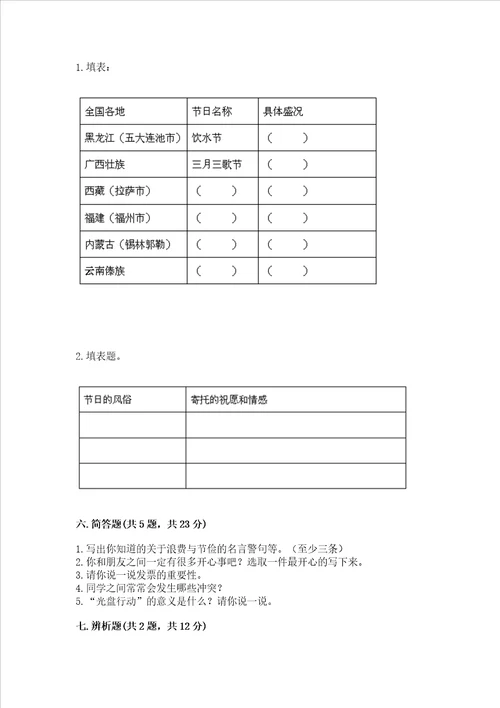 2022部编版四年级下册道德与法治期末测试卷及参考答案（b卷）