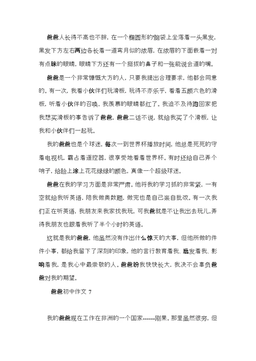 爸爸初中作文 (3)