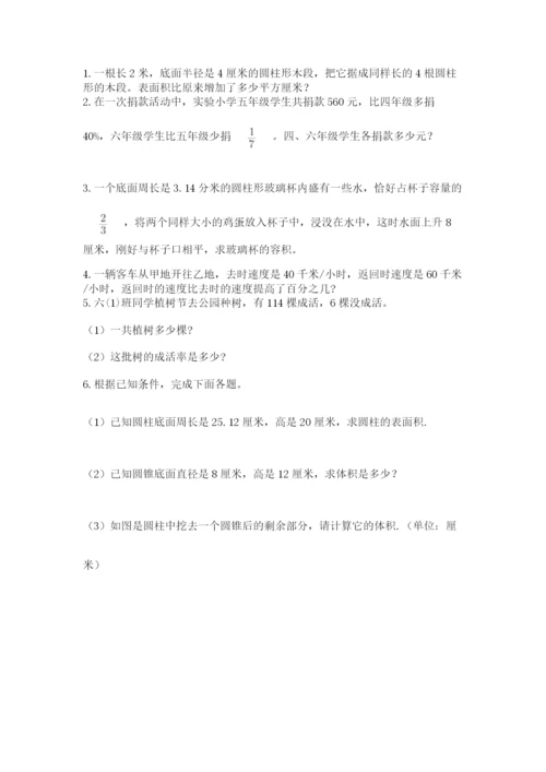 河南省平顶山市六年级下册数学期末测试卷（巩固）.docx