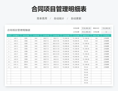 合同项目管理明细表