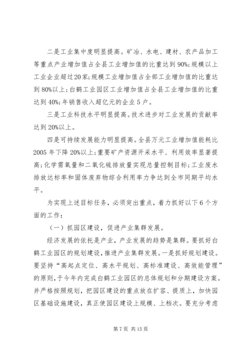 县推进新型工业化发展大会的讲话.docx