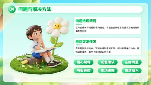 绿色创意风暑期户外实践活动PPT模板