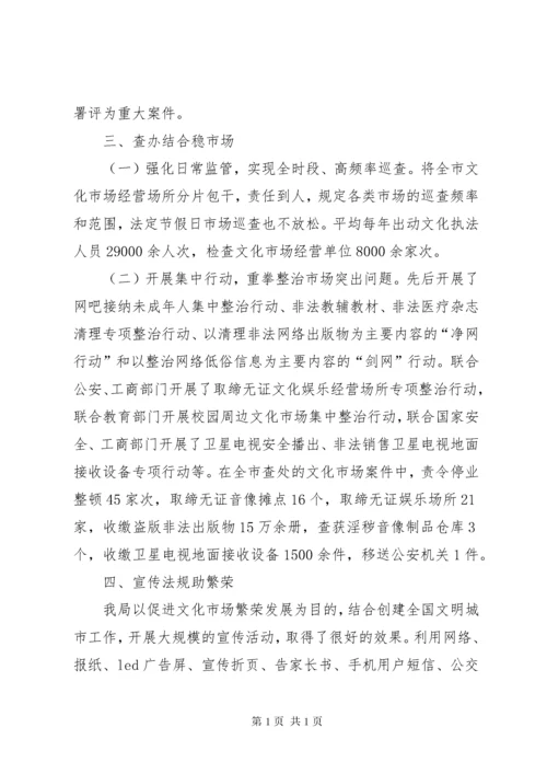 市文化市场综合执法局推进依法行政工作经验材料.docx