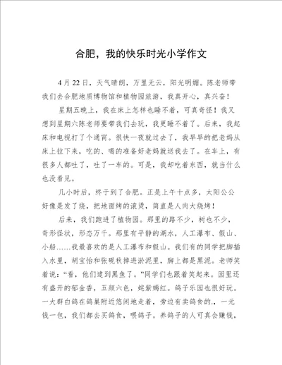 合肥，我的快乐时光小学作文