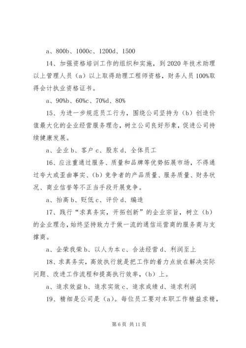 企业文化建设基本知识考核.docx