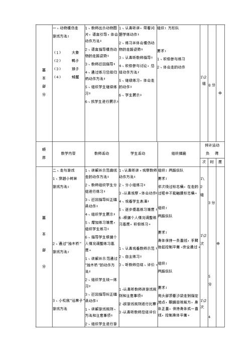 小学体育水平一《走与游戏》教学设计[35]