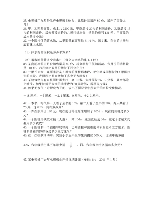 六年级小升初数学应用题50道附参考答案【突破训练】.docx