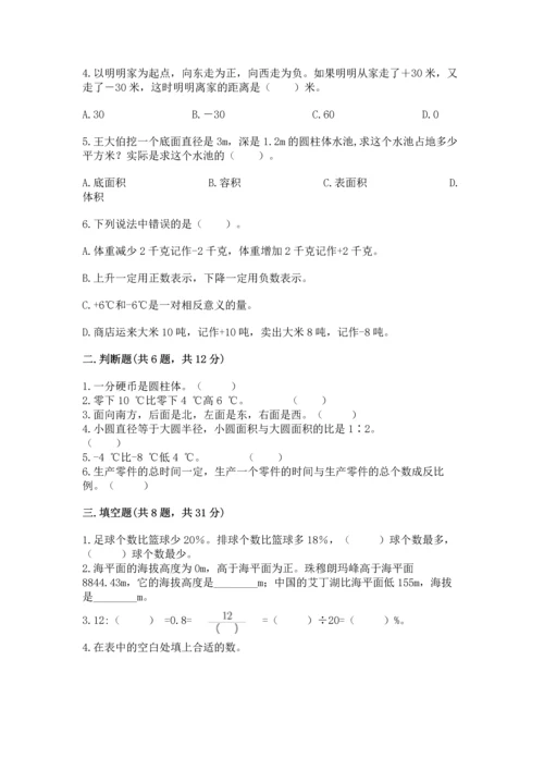 人教版六年级下册数学期末测试卷及完整答案【夺冠】.docx